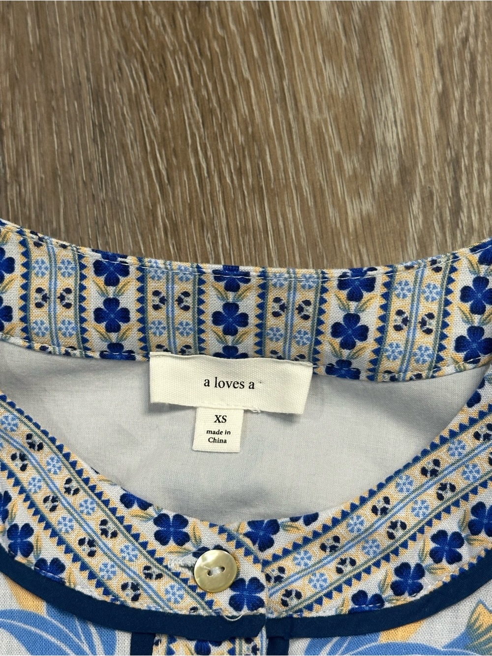 A Loves A Blue White Floral Bubble Sleeve A-Line Flounce Mini Dress XS - Picture 15 of 16
